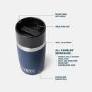 YETI Rambler Travel Bottle Stag Red, roestvrijstalen reisfles met lekvrije Commuter Cap en 360 graden drinkopening, verkrijgbaar in 8 oz en 16 oz, verkrijgbaar bij Revert 95 Haarlem