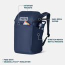 YETI Daytrip 20L Insulated Backpack in Classic Navy, geïsoleerde backpack koeler met ColdCell Flex Insulation leakproof liner easy-open zipper padded shoulder straps zippered lid pocket front stash pocket dual side pockets 33 blikjes capaciteit compatible met YETI Ice Sheets en Food Storage, verkrijgbaar bij Revert 95 Haarlem