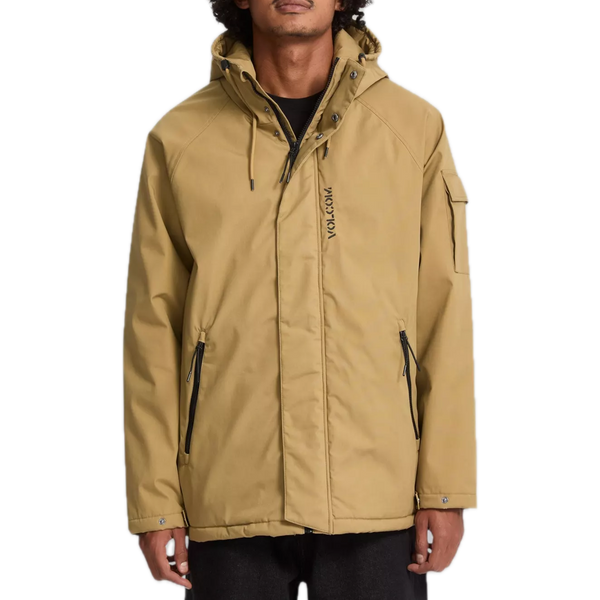 Volcom Stoke Stone II 10K Jacket Ermine – waterdicht winterjack in Ermine bruin met capuchon, voering en subtiele Volcom-branding