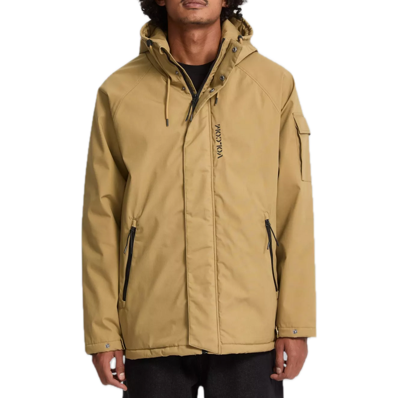 Volcom Stoke Stone II 10K Jacket Ermine – waterdicht winterjack in Ermine bruin met capuchon, voering en subtiele Volcom-branding