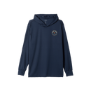 Dark Seas Navigator UV Hooded Long Sleeve T-Shirt in Navy, 100% polyester jersey met UPF 50 UV bescherming moisture wicking en quick dry self fabric hood cuffs en neckband met duimgat relaxed fit, verkrijgbaar bij Revert 95 Haarlem