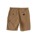 Dark Seas Union Amphibious Short in Brown, garment dyed amphibious carpenter short van 61% katoen 36% poly met slash side pocket hammer loop patch pockets en hidden drawcord, 19.5 inch outseam, verkrijgbaar bij Revert 95 Haarlem