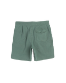 Dark Seas Go-To Boardshort 18 inch in Green, slack fit 4-way stretch pigment garment dyed boardshort van 51% katoen 45% polyester met scalloped hem side seam pockets en patch achterzak, verkrijgbaar bij Revert 95 Haarlem
