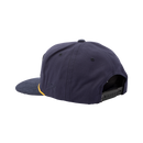 Dark Seas Franklin Hat in Navy, ongestructureerde 5-panel canvas corduroy snapback met braided visor rope zwarte onderkant visor embroidered twill patch en Tridents embroidery op de zijkant, verkrijgbaar bij Revert 95 Haarlem