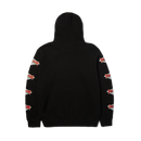 HUF x Thrasher Logo PO Hoodie – hoodie van zwaar katoenfleece met HUF x Thrasher-logo op borst en mouwprints, verkrijgbaar in zwart en grijs