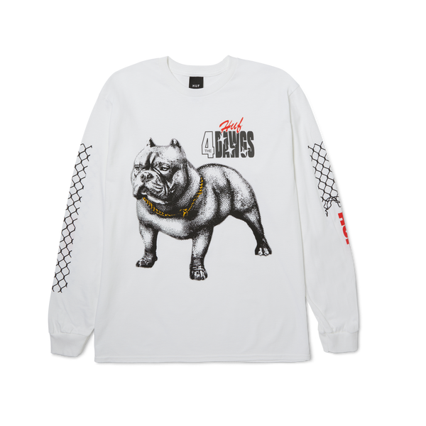 HUF 4 The Dawgs L/S Tee zwart longsleeve t-shirt met graphic op borst en rug