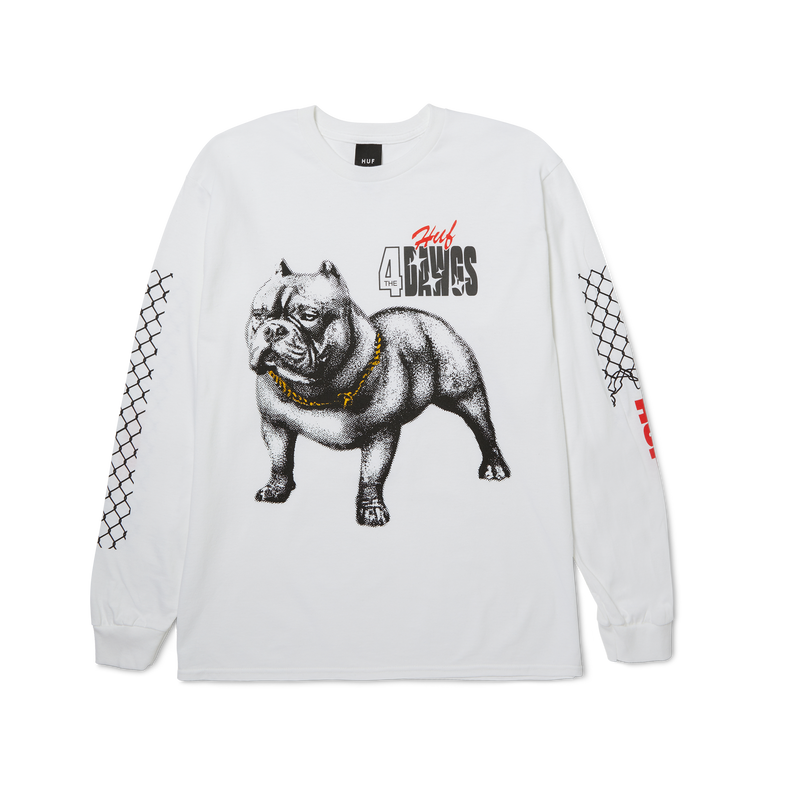 HUF 4 The Dawgs L/S Tee zwart longsleeve t-shirt met graphic op borst en rug