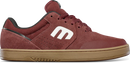 Etnies Marana Michelin Maroon Black White – maroon suède skateschoen met zwarte details, witte middenzool en Michelin rubberzool