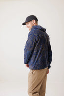 Kavu Teannaway Fleece Hoodie in Blue Water Topo, detail capuchon