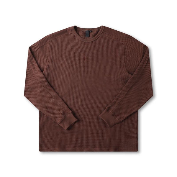 Former Franchise Waffle LS T-Shirt Choc – premium waffle longsleeve in Choc kleur