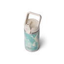 YETI Rambler Jr 12 oz Kids Bottle in Sea View Seafoam Pattern, 18/8 stainless steel double-wall vacuum insulated kids bottle met Straw Cap flip-open valve leakproof No Sweat Design DuraCoat Sea View gemarmerd seafoam patroon vaatwasserbestendig leeftijd 3+ 355ml 5 jaar garantie, verkrijgbaar bij Revert 95 Haarlem