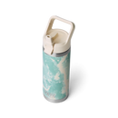 YETI Rambler 18 oz Colour Straw Bottle in Sea View Seafoam Pattern, 18/8 roestvrij staal double-wall vacuum insulated bottle met color-matched Sea View Straw Cap flip-open valve TripleHaul handle wide straw DuraCoat gemarmerd seafoam patroon No Sweat design vaatwasserbestendig BPA vrij, verkrijgbaar bij Revert 95 Haarlem