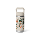 YETI Rambler Jr 12 oz Kids Bottle in Cape Summer Camp, 18/8 stainless steel double-wall vacuum insulated kids bottle met Straw Cap flip-open valve leakproof No Sweat Design DuraCoat Cape Summer Camp coating vaatwasserbestendig geschikt voor leeftijd 3+ 355ml 5 jaar garantie, verkrijgbaar bij Revert 95 Haarlem