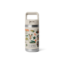 YETI Rambler Jr 12 oz Kids Bottle in Cape Summer Camp, 18/8 stainless steel double-wall vacuum insulated kids bottle met Straw Cap flip-open valve leakproof No Sweat Design DuraCoat Cape Summer Camp coating vaatwasserbestendig geschikt voor leeftijd 3+ 355ml 5 jaar garantie, verkrijgbaar bij Revert 95 Haarlem