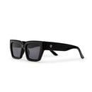 CHPO Brand Bastian zonnebril, 100% gerecycled plastic unisex zonnebril met hoekig modern frame en UV400 bescherming verkrijgbaar in Black Black Green Green en Black Light Orange, verkrijgbaar bij Revert 95 Haarlem