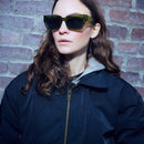 CHPO Brand Bastian zonnebril, 100% gerecycled plastic unisex zonnebril met hoekig modern frame en UV400 bescherming verkrijgbaar in Black Black Green Green en Black Light Orange, verkrijgbaar bij Revert 95 Haarlem