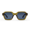 CHPO Brand The AK zonnebril, 100% gerecycled plastic bijna hexagonaal montuur medium fit unisex met UV400 bescherming in Black Black en Moss Green Black colorways, verkrijgbaar bij Revert 95 Haarlem
