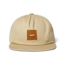 HUF Box Logo Snapback in Tan/Brown met geweven HUF Box Logo label op de front crown en verstelbare plastic snapback sluiting, verkrijgbaar bij Revert 95 Haarlem