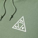 HUF Triple Triangle PO Hoodie in Mint/White met screen-printed Triple Triangle logo op de linkerborst en rug, verkrijgbaar bij Revert 95 Haarlem