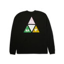 HUF Prism TT LS Tee in Black met multicolor Triple Triangle logo op borst en rug, verkrijgbaar bij Revert 95 Haarlem