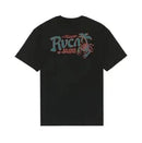 RVCA Stingbay Pocket SS T-Shirt in Black met RVCA label print voor en tropical graphic achter, verkrijgbaar bij Revert 95 Haarlem