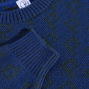 Polar Skate Co George Sweater P Pattern Blue Green – gebreide trui van wolmix met all-over ‘P’ patroon in blauwe en groene tinten.
