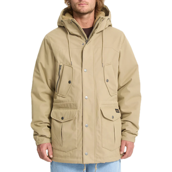 Volcom Starget 5K Parka Khaki – waterdichte parka in khaki met voering, capuchon, meerdere zakken en subtiele Volcom-branding