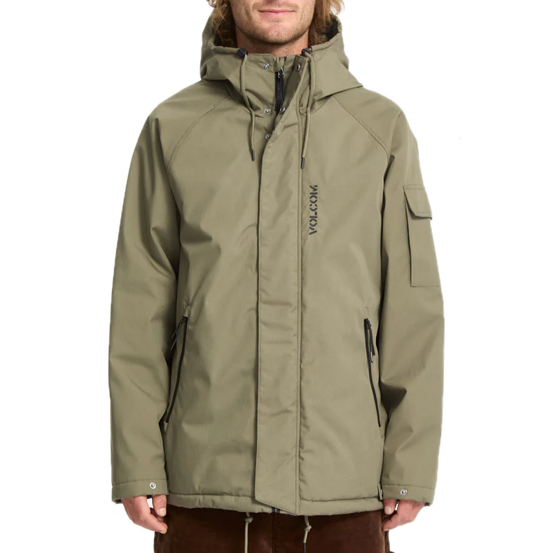 Volcom Stoke Stone II 10K Jacket Wintermoss – waterdicht winterjack in Wintermoss groen met capuchon, voering en subtiele Volcom-branding