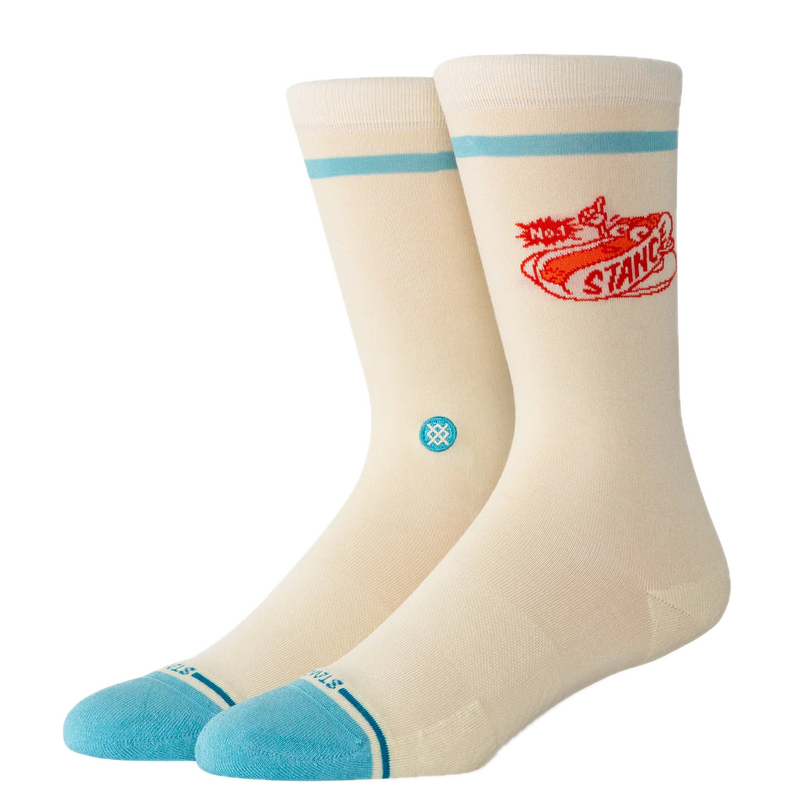 Stance Dog Crew Canvas – crew sokken in canvas kleur met speelse honden-print en medium cushioning