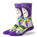Stance x Toy Story Buzz Crew Socks Purple, crew sokken van gekamde katoenmix met Buzz Lightyear design, verkrijgbaar bij Revert 95 Haarlem