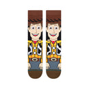 Stance x Toy Story Woody Crew Socks Brown, crew sokken van combed cotton blend met Woody design en versterkte hiel en teen, verkrijgbaar bij Revert 95 Haarlem
