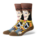 Stance x Toy Story Woody Crew Socks Brown, crew sokken van combed cotton blend met Woody design en versterkte hiel en teen, verkrijgbaar bij Revert 95 Haarlem
