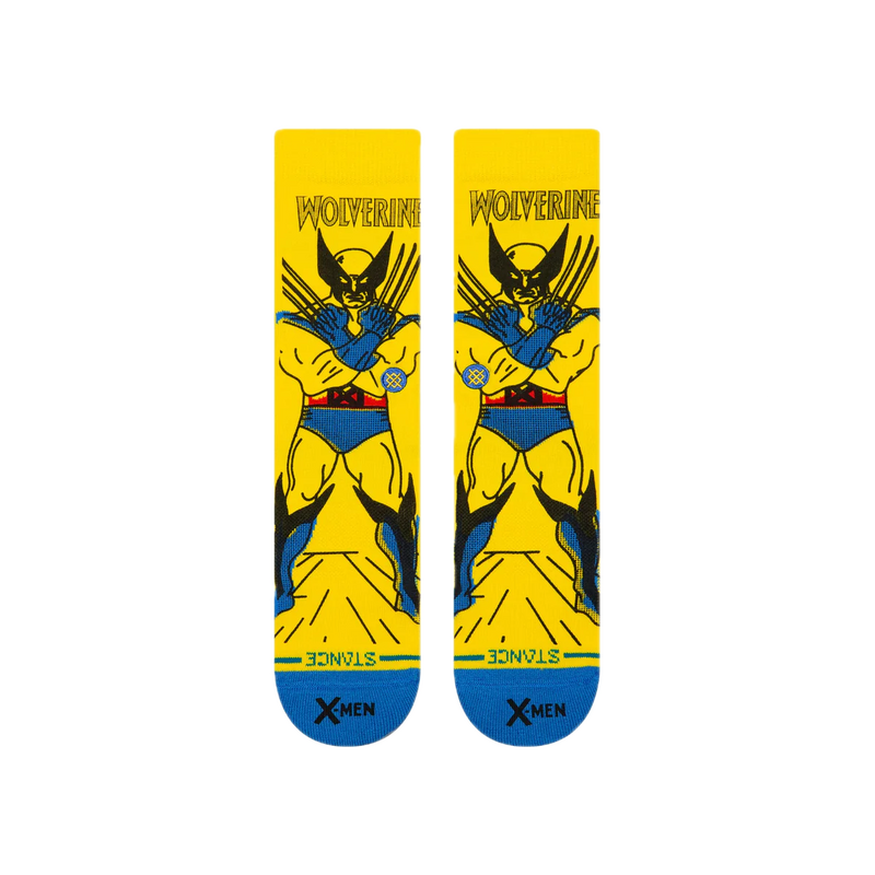 Stance x Marvel Wolverine Crew Yellow – crew sokken in gele Wolverine-stijl met graphic details en Stance branding