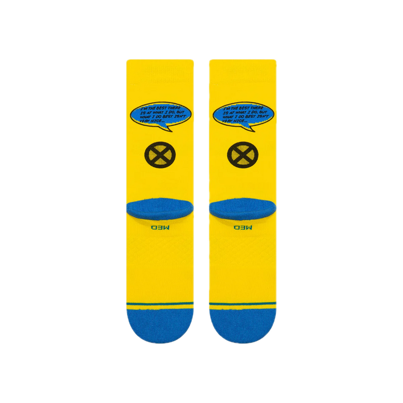 Stance x Marvel Wolverine Crew Yellow – crew sokken in gele Wolverine-stijl met graphic details en Stance branding