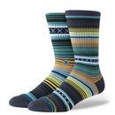 Stance Curren St Crew Sock Deep Teal met Southwestern-geïnspireerde strepen en multicolour accenten, verkrijgbaar bij Revert 95 Haarlem