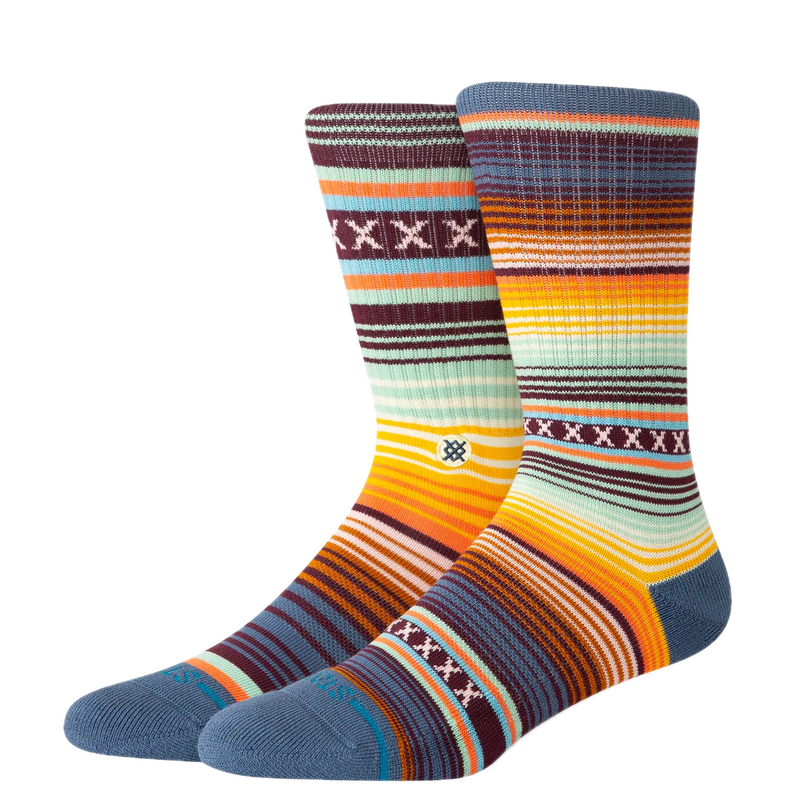 Stance Curren ST Crew Sea Blue – crew sokken in zeeblauwe kleur met minimalistisch design en medium cushioning