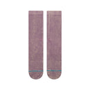 Stance Icon Dyed Crew Sock Plum met tie-dye behandeling in diepe violettint en crew hoogte, verkrijgbaar bij Revert 95 Haarlem