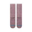 Stance Icon Dyed Crew Sock Plum met tie-dye behandeling in diepe violettint en crew hoogte, verkrijgbaar bij Revert 95 Haarlem