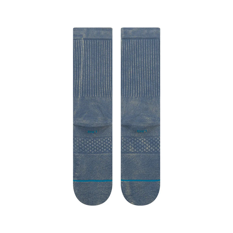Stance Icon Dyed Crew Sea Blue – zeeblauwe crew sokken met hand-dyed look, medium cushioning en versterkte hiel en teen