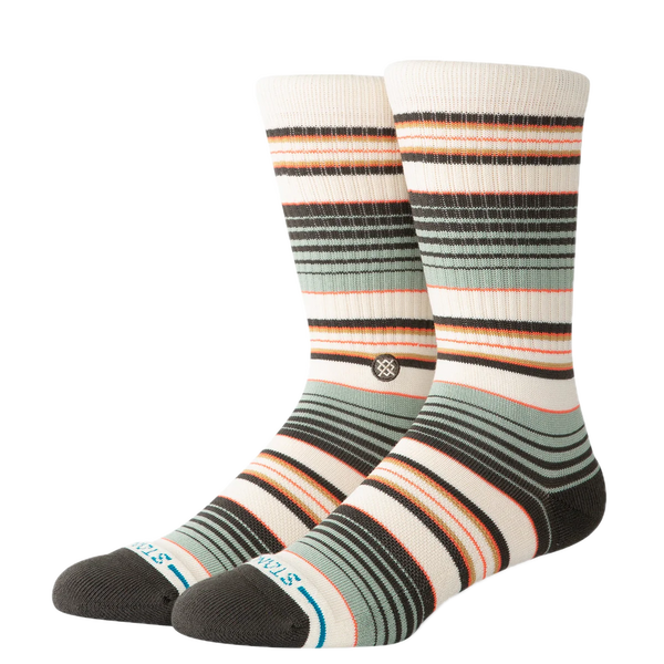 Stance Rockford Crew Seagreen – gestreepte crew sokken in seagreen tint met medium cushioning en zachte katoenblend