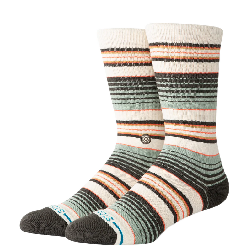 Stance Rockford Crew Seagreen – gestreepte crew sokken in seagreen tint met medium cushioning en zachte katoenblend