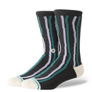 Stance Kelp Crew Sock in Charcoal met graphic all-over patroon en crew hoogte, verkrijgbaar bij Revert 95 Haarlem