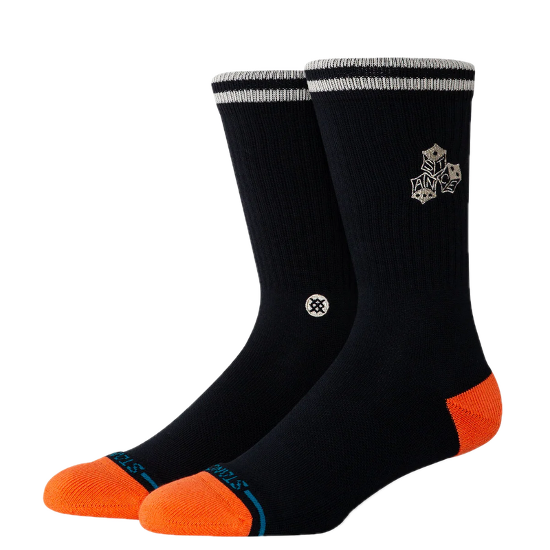 Stance High Roller Crew Black – zwarte crew sokken met casino-thema graphic en Stance branding