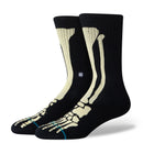 Stance Bones 3 Socks Black, crew sokken van combed cotton blend met gedetailleerd skeletmotief, verkrijgbaar bij Revert 95 Haarlem
