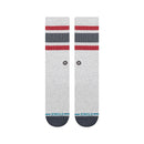 Stance Boyd Pop Stitch Crew Socks Heather Grey, crew sokken van combed cotton blend met collegiate streeppatroon en pop stitch details, verkrijgbaar bij Revert 95 Haarlem
