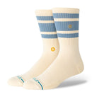 Stance Got Sol Crew Socks Canvas, crew sokken van combed cotton blend met zon-geïnspireerd design en geborduurde zonnen, verkrijgbaar bij Revert 95 Haarlem