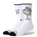 Stance High Quality Low Class Crew Socks White, crew sokken van combed cotton blend met humoristische martiniglas graphic, verkrijgbaar bij Revert 95 Haarlem
