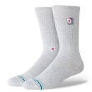 Stance Hit Me Crew Socks Heather Grey, crew sokken van combed cotton blend met kaart-geborduurd diamantmotief, verkrijgbaar bij Revert 95 Haarlem