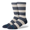 Stance Jailbird Crew Socks Navy, crew sokken van combed cotton blend met nautisch horizontaal streeppatroon, verkrijgbaar bij Revert 95 Haarlem
