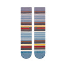 Stance Jorongo Pop Crew Socks Windward Blue, crew sokken van cotton blend met serape-geïnspireerd streeppatroon, targeted cushioning en arch support, verkrijgbaar bij Revert 95 Haarlem